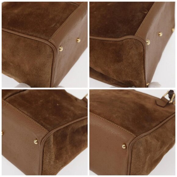 GUCCI Bamboo Hand Bag Suede Brown Gold 000 122 0316 Auth gh1243 - Picture 14 of 16
